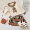 Trendy Kleinkind Mädchen Kleider Frühling Herbst Designer Neugeborenen Baby Nette Kleidung Für Kleine Mädchen Winter Outfit 2 PCS Set Tuch