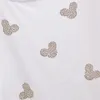 Gkfnmt Nouveau 2021 Blanc T-shirt Femmes Vêtements Diamant Coton Coréen Casual Femme T-Shirt D'été Tops Noir À Manches Courtes T-shirt X0628