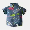 Abbigliamento per bambini estate Bambini abbassamento del colletto Tops Europen Cartoon Stampa completa Bambino Casual Manica Camicia a manica corta per ragazzi 210701