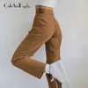 Streetwear Hoge Taille Y2K Corduroy Bruin Broek Dames Vintage Joggers Losse Casual Sweatpants Aesthetic Cargo Pants CuteArdpsycho X0629