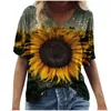 Camisetas femininas T-shirt feminino Mulher vintage Tshirts Mulher Moda Plus Size Flores cênicas Imprimir tops redondos de pescoço gráfico Mujer