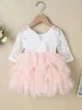 Robe Tutu à plusieurs niveaux avec panneau en dentelle pour petites filles, SHE