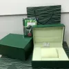 lusso Scatola per orologi verde di alta qualità Custodie Sacchetti di carta certificato Scatole originali per orologi da uomo in legno da donna Sacchetti regalo Accessori borsa