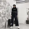 Avec ceinture large jambe Baggy pantalon femmes taille haute Anime imprimer femmes Joggers pantalon coréen mode pantalon Harajuku pantalon ample 210319