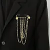 Pinos broches Broche masculino Trendy Long Tassel Tassel Chain Banquet Suit Acessórios Personalidade Presente de jóias de hiphop exagerado para homens Seau22
