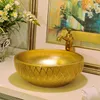 Luxueux Golden Glazed Art porcelaine comptoir salle de bain évier lavabo