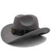 Wome Men Black Wool Chapeu Western Cowboy Hat Gentleman Jazz Sombrero Hombre Cap Dad Cowgirl Hats Maat 5658cm 2203025431114