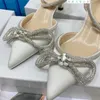 Kadın Yüksek Topuklu Sandalet Moda Rhinestone Yay Sivri Stiletto Yaz Kesme Ayakkabı Düğün Parti Elbise Ayakkabı35-40