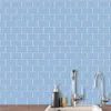 Art3d 30x30cm Peel and Stick Backsplash Tiles 3D Wall Stickers for Kitchen Bathroom Bedroom Laundry Rooms , Shiny Light Blue, Wallpapers(10-Sheets)