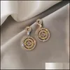 Kolczyki żyrandolowe Dangle Biżuteria S1104 Moda S925 Sier Igle Disc Circle Roman Numerals Stud Drop dostawa 2021 PSKFR