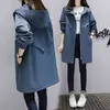 Trench autunno primavera donna allentato streetwear giacca a vento lunga cerniera femminile con cappuccio taglie forti abiti moda coreana 210525