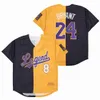 Man 1978-2020 Mamba Legends 8 24 Bryant Baseball Jerseys Zwart Wit Geel Blauw Paars Spleet Alternate Shirts