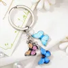 Three Butterfly Keychain Chain Ring Holder Charm Colorful Butterfly Key Fashion Simple Insect Keychain Bag Pendant Jewelry G1019
