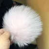 15cm 라운드 솜털 솜털 핸드백 키 체인과 니트 비니 모자 모자 정품 모피 ompon pom pom y21111