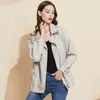 Autunno Donna BF Style Giacca in ecopelle beige allentata Casual femminile Pu Soft Motorcycle Punk Coat Black Rivet Outwear 210430