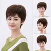 Wig Kvinnlig mellanliggande och äldre satte naturligt mänskligt hår Kort lockigt riktigt moder mode full huvudstil YNX14713891
