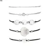 Cadeia de link 5pcs/conjunto geométrico boho moda estilo pinheiro bracelet em forma de ventila corda de cera de cera Acessórios para jóias de jóias kent22
