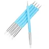 5 x 2 Way Ball Styluses Punttools Siliconen Kleur Shaper Borstels Pen voor Polymeer Clay Aardewerk - Blauw