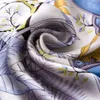 Växter och blomma Skriv ut 100% Naturlig Silk Square Scarves Kvinna Small Neck Scarf Crepe Satin Plain Handkerchief Bandana 52 * 52 cm