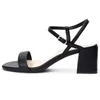 Kvinnor Sandaler Sommarskor Kvinna 6cm Square Hight Heels PU Läder Solid Smala Band Ankelband Sexiga Eleganta Slippers 210520