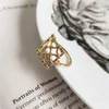 Cluster Ringen Geometrische Mode Goud 925 Sterling Zilveren Hollow Square Weven Voor Vrouwen Persoonlijkheid Verlovingsring Fijne Sieraden Gift