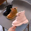 Girls Martin Boots New Autumn Winter Cotton-padded Boots Little Boys Girls Fashion Short Boots Pink Yellow Black Color G1210