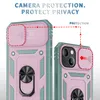 Cover per fotocamera scorrevole Custodie per telefoni 3 in 1 con staffa magnetica ad anello per iPhone 13 12 11 Pro Max XR XS Samsung A02S A03s A12 A32 A52 S21 Ultra S20 FE guscio protettivo per PC in tpu