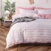 Yatak Setleri Ekose Çizgili Baskı Yorgan Kapakları Set Yatak Örtüsü Nevresim Yastık Kılıfı Küçük / ABD / AU / İngiltere Boyutu