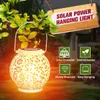 Patio Hollow Indoor Outdoor Solar Power Lantern Hanging Light Garden Lamp Yard