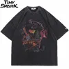 Hip Hop Oversize Washed T-Shirt Streetwear Harajuku Ripped Graphic Printed T Shirt Men Spring Summer Short Sleeve Tshirt 220309