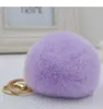 Pompom Women Trinkets Leather Bow c Charm Pompon Keyring Fluffy Faux Fur Ball Key Chains For Car Bag 2021