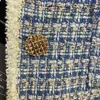 Alta Qualidade Pequeno Fragrância Único Breasted Curto Tweed Jackets Casacos Mulheres Manga Casual Colheita Top Fino Verão Outwear 210514