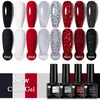 ongles gel noir rouge