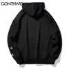 Gonthwid kinesisk stil broderi fjäril blommor sweatshirts hoodies streetwear hajuku hip hop casual pullover hooded toppar 210813