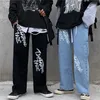 Versão coreana do Ins Harajuku Streetwear Hip Hop Chic Graffiti Imprimir Solto Jeans Mulheres Ulzzang Fashion Casual 210608