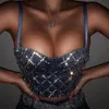 Women's Tanks & Camis Sexy Women Summer Tank Top Crystal Sleeveless Strapless Adjustable Lady Club Rhinestone Cami Crop Tops 2021