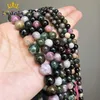 Natuurlijke kleurrijke toermalijn losse steen ronde kralen voor sieraden DIY maken armband oor studs accessoires 15 "4/6/8 / 10mm