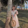 Verão kawaii vestido elegante mulheres colarinho floral vestido doce vestido de festa de praia para fêmeas estilo coreano escritório senhora 210521