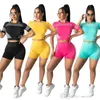 Tute sportive da donna estive Designer Abiti da yoga Moda casual T-shirt stampata Pantaloncini 2 pezzi Set Abbigliamento sportivo da donna Tuta da jogging S-XL