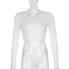 Bawełna Biały V Neck Backless Długim Rękawem Ruffles Bandaż Kobiety Crop Topy Sexy Lace Up Tie Łuk Bluzki Koszulki Lato Jesień 210427