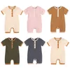 Summer Baby Ribbed Romper Short Sleeve Jumpsuits Boutique Toddler One Piece Bodysuit Clothes M3554