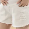 Femmes Maternité Élastique Bande Jeans Solide Couleur Déchiré Denim Shorts Bas 2645 Q2