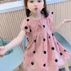 Zomer meisjes jurk Koreaanse stijl kleine vliegende mouw polka dot prinses baby kinderen kinderkleding voor meisje 210625