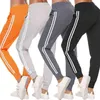 Dames Sport Broek Vrouwelijke Casual Gestreepte Hoge Taille Pocket Drawstring Broek Dames Fitnees Gym Lopende kleding 210522