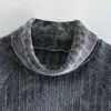 Femmes élégantes Sweaters gris Fashion Dames Turtleneck Tops Tops Streetwear Femelle Chic Court Pullovers 210430