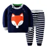 Autumn Winter Baby Boys Girls Long Sleeves Stripe Knit Sweater Suits Kids Clothes Clothing Sets 210521