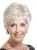 8 polegadas prata reta cinza curta peruca bangs bangs moda resistente ao calor Penteados sint￩ticos Gin￡sticos perucas para mulheres idosas idosas senhora