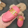 Marka Designer Kobiety Princetown Leather Pantofper z futrem zamszowym Velvet Winter Slipper Mokasyny Muller Flat EUR34-43 z pudełkiem