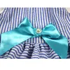 Dog Apparel Pink Blue Strips Prom Dresses For Princess Girl Party Dress Clothes Summer With Big Bow Pet Hoodie Tutu Bubble Skirt