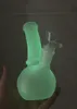 Bong de vidro vintage que brilha no escuro cachimbo de narguilé de água 14mm Joint Bubbler Heady Oil Dab Rigs